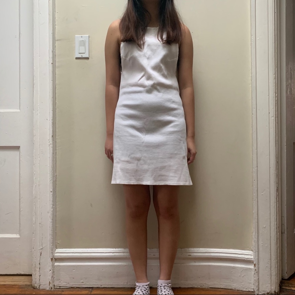 Reformation Tencel Light Cream Stretch Ribbed Mini Dress